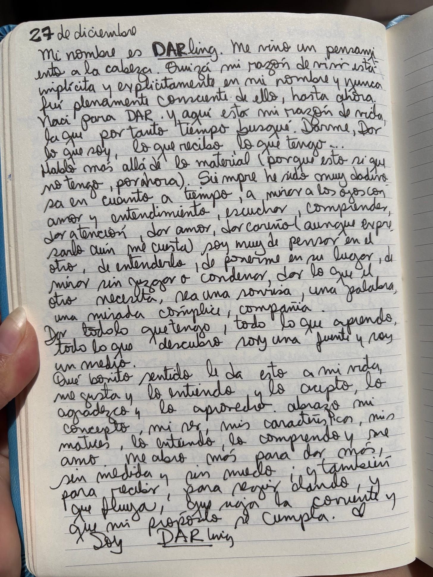 Handwritten page 2 — Mi nombre es DARling