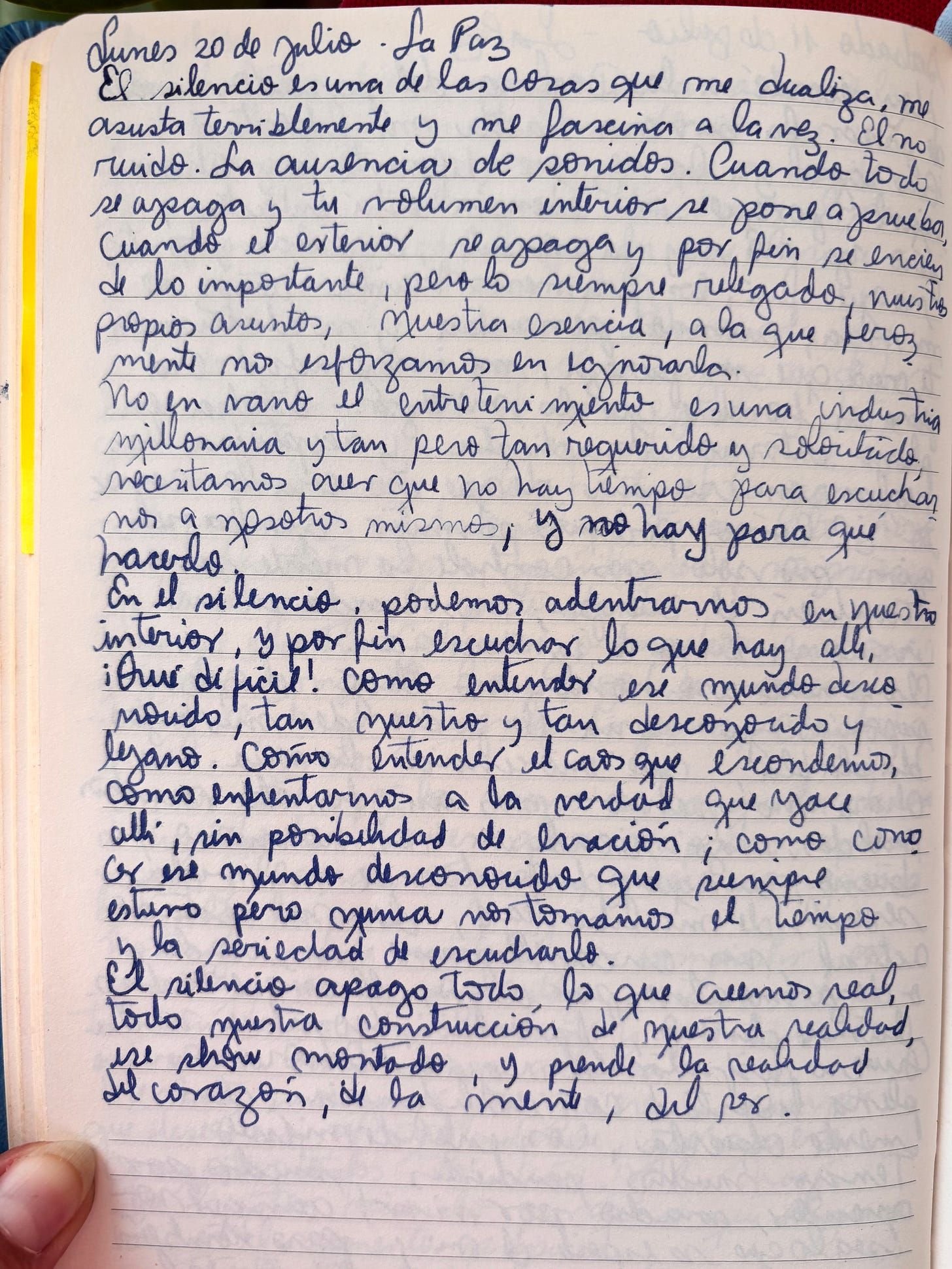 Handwritten page 1 — Silencio, soledad & muerte